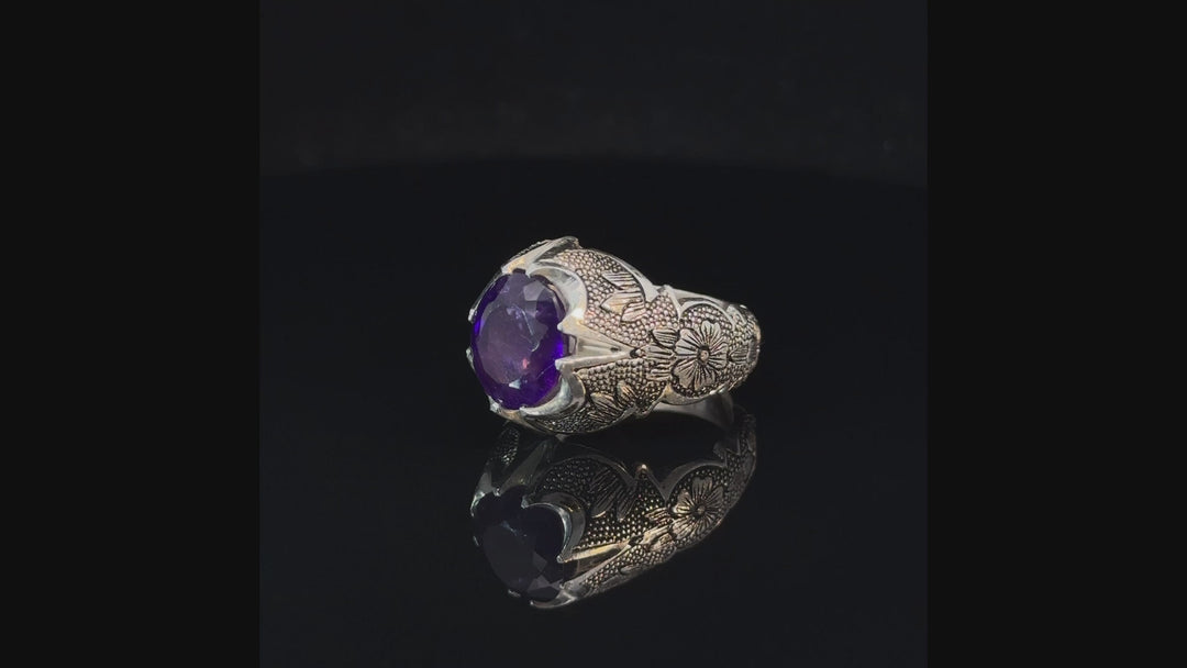 Mystic Oasis Amethyst Sterling Silver Women Ring | US Size 10