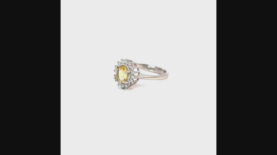 Citrine Elegance with Cubic Zirconia Sterling Silver Ring | Size 8.5 (US)