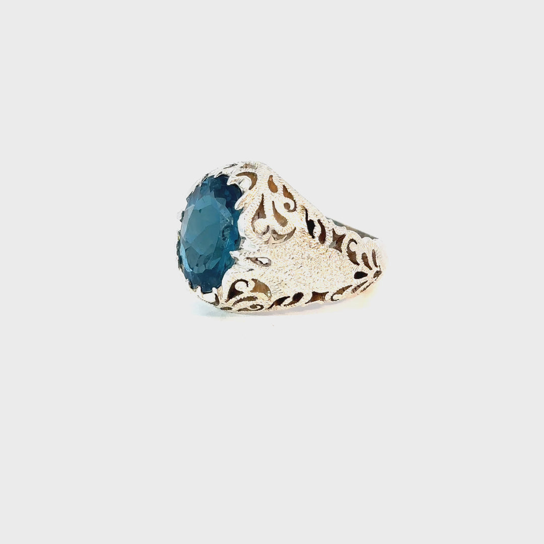 Topaz Sterling Silver Men Ring