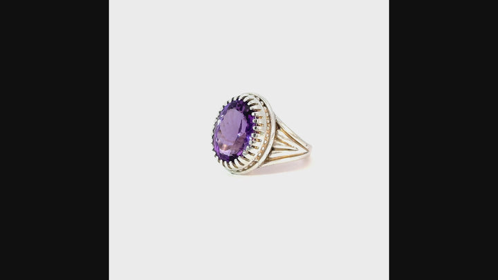 Amethyst Round Bliss Gemstone Sterling Silver Women Ring | US Size 9.5