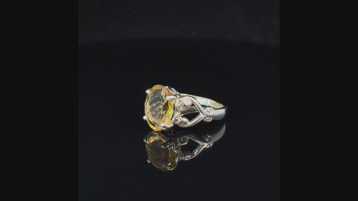 Citrine Oval Diamond Cut Sterling Silver Ring | US Size 8