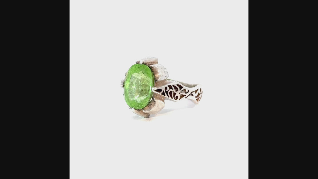 Enigma of Peridot Sterling Silver Women Ring | US Size 10.75