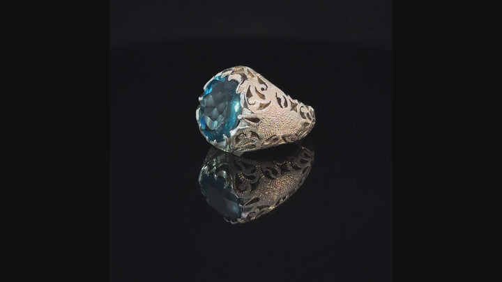 Topaz Sterling Silver Men Ring