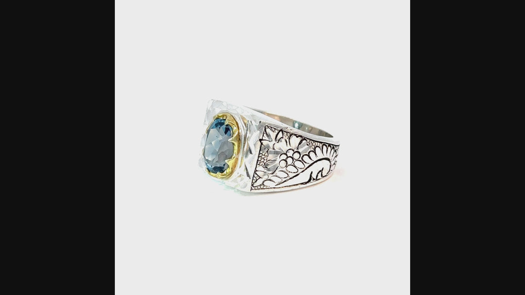 Opulent Persian Azure Topaz Sterling Silver Ring | US Size 10