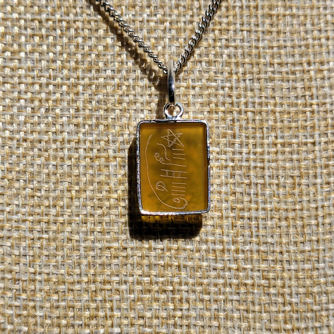 Yellow, Red, Green, & Black Aqeeq Stone Pendant Engraved Wa In Yakad - AlAliGems
