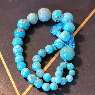 33 Beads Tasbih | Natural Persian Turquoise Beads Rosary | Feroza Stone Tasbih | Irani Turquoise Misbaha | AlAliGems Islamic Beads - Al Ali Gems