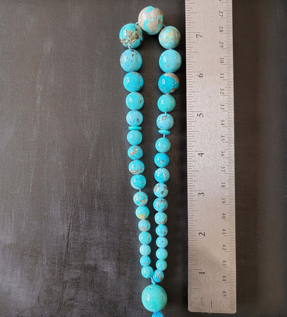 33 Beads Tasbih | Natural Persian Turquoise Beads Rosary | Feroza Stone Tasbih | Irani Turquoise Misbaha | AlAliGems Islamic Beads - Al Ali Gems