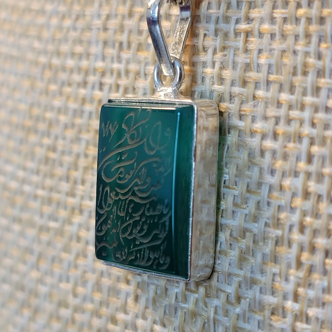 Yellow, Red, Green, & Black Aqeeq Stone Pendant Engraved Wa In Yakad - AlAliGems