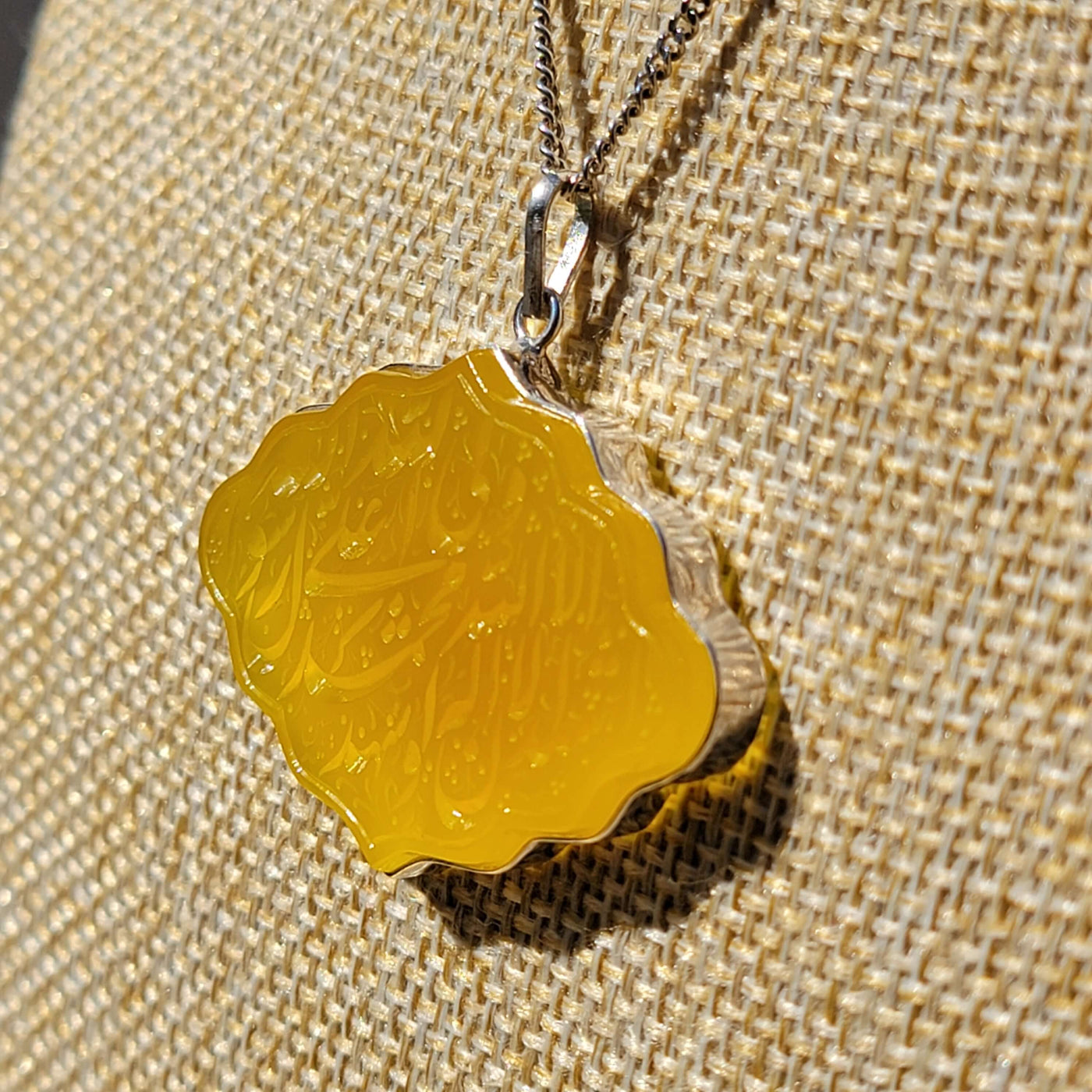 Yellow Aqeeq Stone Pendant - AlAliGems