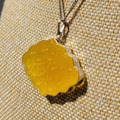 Yellow Aqeeq Stone Pendant - AlAliGems