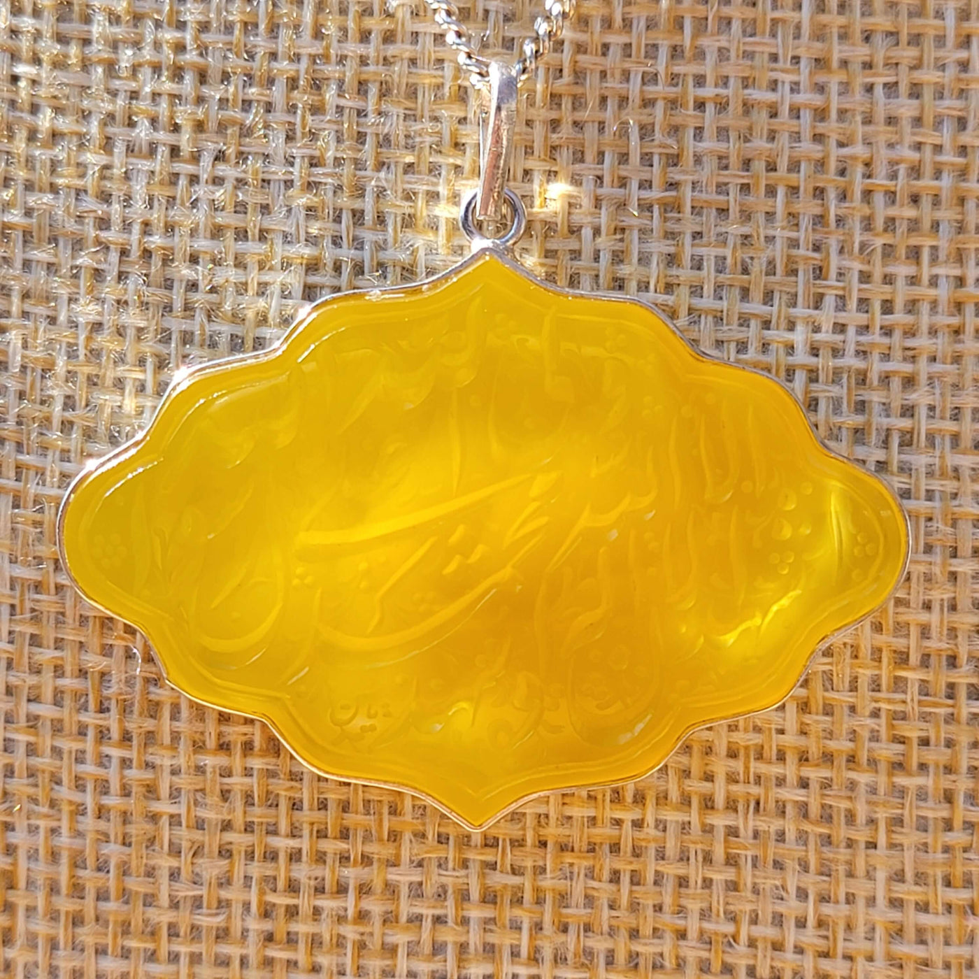 Yellow Aqeeq Stone Pendant - AlAliGems