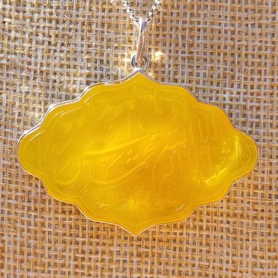 Yellow Aqeeq Stone Pendant - AlAliGems