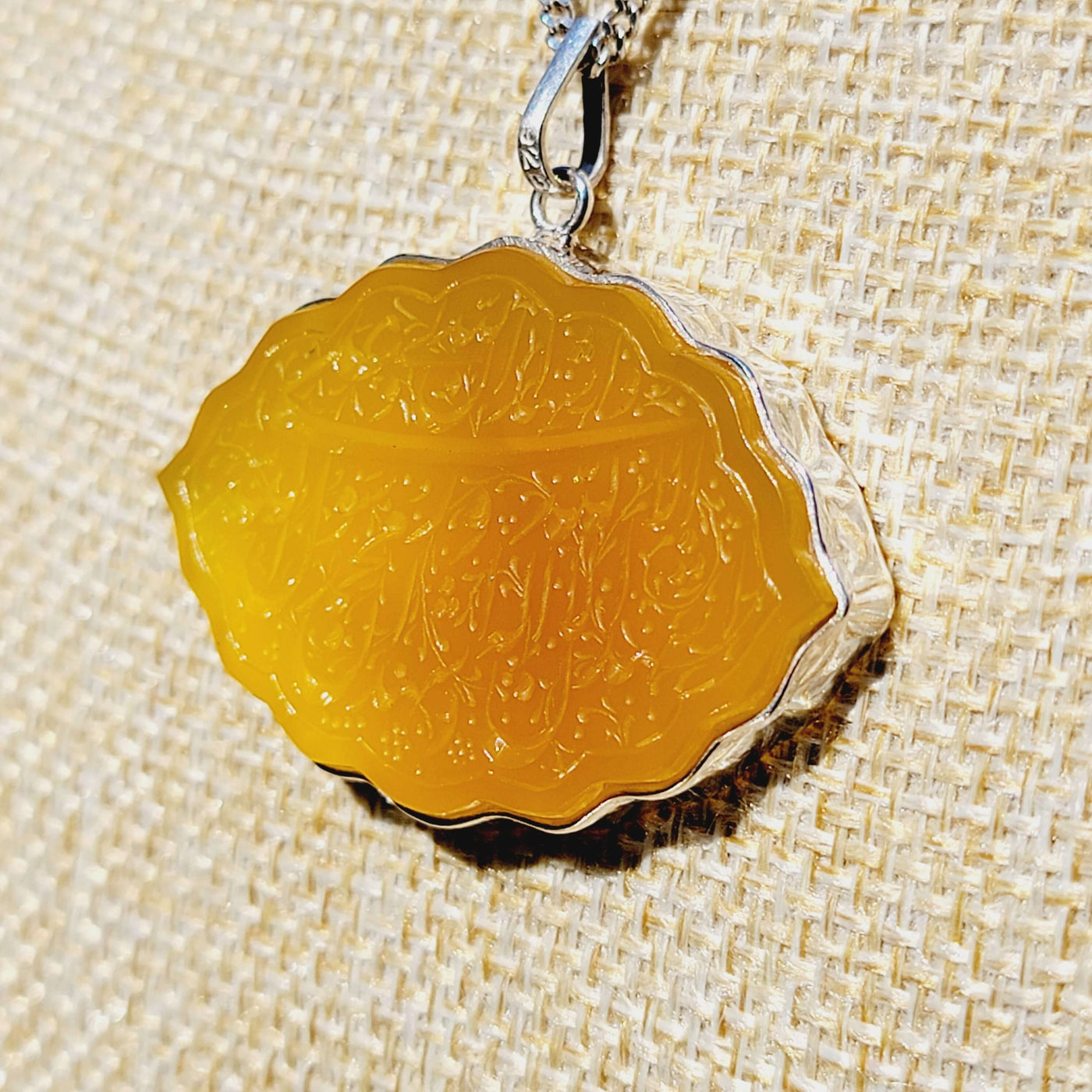 Yellow Aqeeq Stone Pendant - AlAliGems