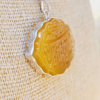Yellow Aqeeq Stone Pendant - AlAliGems