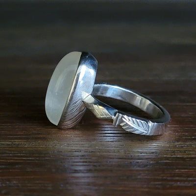 YEMENI WHITE AQEEQ STERLING SILVER RING FOR MEN | US RING SIZE 10 - AlAliGems