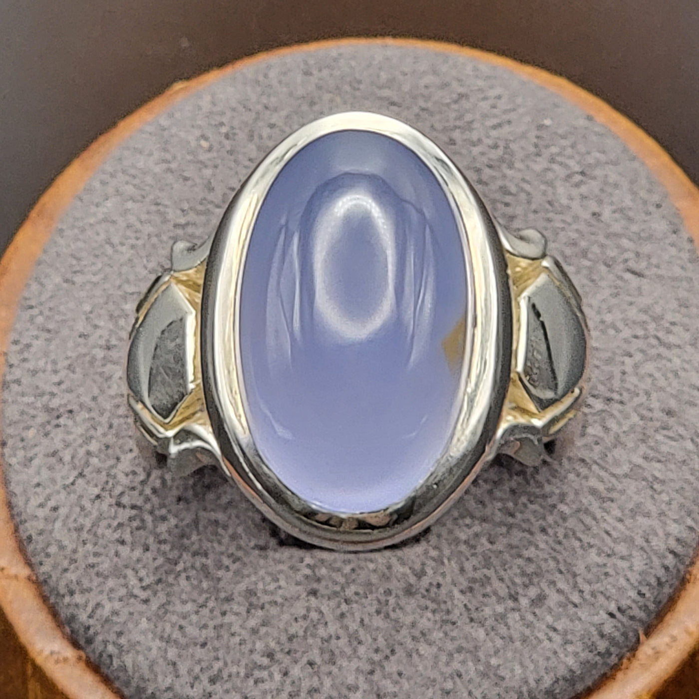 YEMENI BLUE AQEEQ STERLING SILVER RING FOR MEN | US RING SIZE 10.5 - AlAliGems