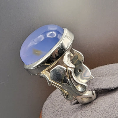YEMENI BLUE AQEEQ STERLING SILVER RING FOR MEN | US RING SIZE 10.5 - AlAliGems