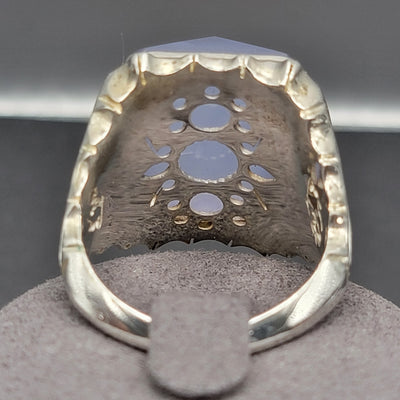 YEMENI BLUE AQEEQ STERLING SILVER RING FOR MEN | US RING SIZE 11 - AlAliGems