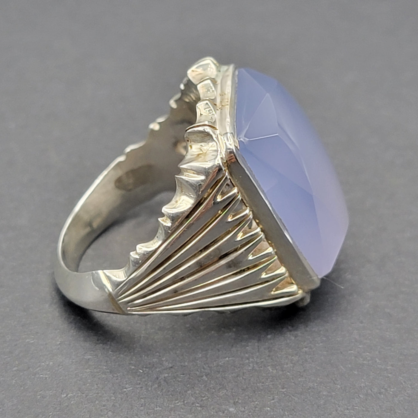 YEMENI BLUE AQEEQ STERLING SILVER RING FOR MEN | US RING SIZE 11 - AlAliGems