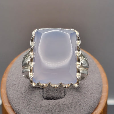 YEMENI BLUE AQEEQ STERLING SILVER RING FOR MEN | US RING SIZE 11 - AlAliGems