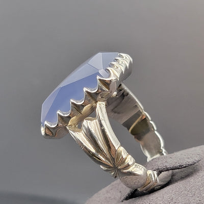 YEMENI BLUE AQEEQ STERLING SILVER RING FOR MEN | US RING SIZE 11 - AlAliGems