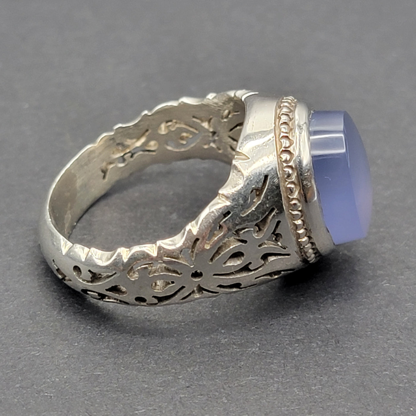 YEMENI BLUE AQEEQ STERLING SILVER RING FOR MEN | US RING SIZE 11 - AlAliGems