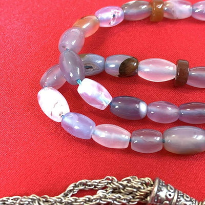 33 Beads of Yemen Islamic Tasbih Aqeeq Aqiq (Agate) Stones Prayer Bead, Yemeni Muslim Tesbih Taspih, 13 x 7 mm | Yemeni Aqeeq Stone - Al Ali Gems