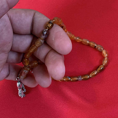 33 Beads of Yemen Islamic Tasbih Aqeeq Aqiq (Agate) Stones Prayer Bead, Yemeni Muslim Tesbih Taspih, 13 x 7 mm | Yemeni Aqeeq Stone - Al Ali Gems