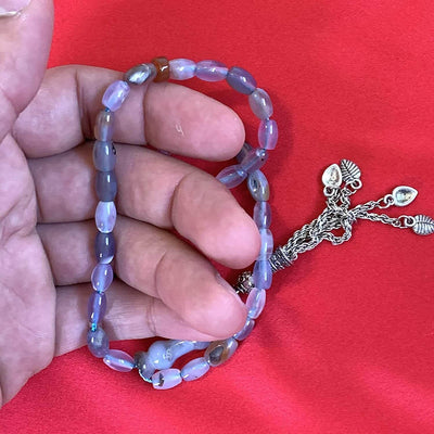 33 Beads of Yemen Islamic Tasbih Aqeeq Aqiq (Agate) Stones Prayer Bead, Yemeni Muslim Tesbih Taspih, 13 x 7 mm | Yemeni Aqeeq Stone - Al Ali Gems