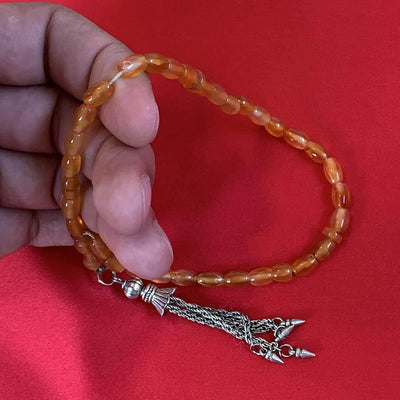 33 Beads of Yemen Islamic Tasbih Aqeeq Aqiq (Agate) Stones Prayer Bead, Yemeni Muslim Tesbih Taspih, 13 x 7 mm | Yemeni Aqeeq Stone - Al Ali Gems