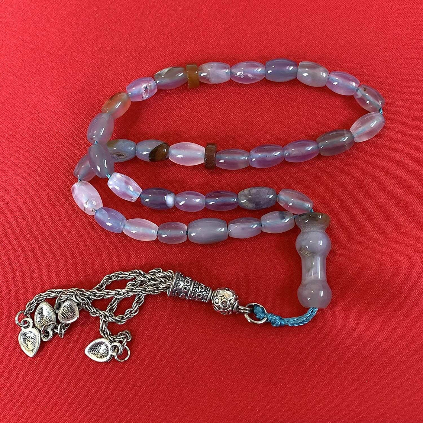 33 Beads of Yemen Islamic Tasbih Aqeeq Aqiq (Agate) Stones Prayer Bead, Yemeni Muslim Tesbih Taspih, 13 x 7 mm | Yemeni Aqeeq Stone - Al Ali Gems