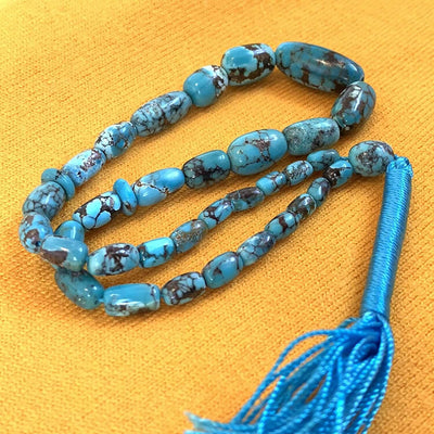 33 Beads Tasbih | Natural Persian Turquoise Beads Rosary | Feroza Stone Tasbih | Irani Turquoise Misbaha | AlAliGems Islamic Beads | Nyshapuri Feroza Stone - Al Ali Gems