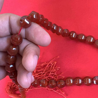 33 Beads Tasbih Red Akik Tasbih | Aqeeq Tasbih Akik Tasbih Agate Tasbih | Red Aqeeq Stone Beads | Aqeeq Misbaha - Al Ali Gems