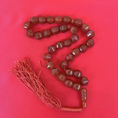 33 Beads Tasbih Red Akik Tasbih | Aqeeq Tasbih Akik Tasbih Agate Tasbih | Red Aqeeq Stone Beads | Aqeeq Misbaha - Al Ali Gems