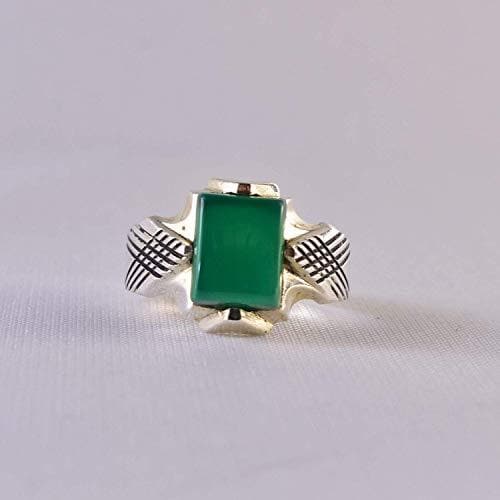 Green Aqeeq stone ring for men and women | AlAliGems | Yemeni Aqeeq Ring Size 10 - Al Ali Gems