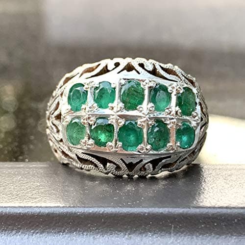 Handmade Sterling Silver Persian Emerald Ring For Men | US Size 12 - Al Ali Gems