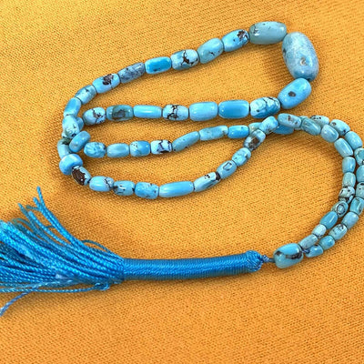 63 Beads Tasbih | Natural Persian Turquoise Beads Rosary | Feroza Stone Tasbih | Irani Turquoise Misbaha | AlAliGems Islamic Beads | Nyshapuri Feroza Stone - Al Ali Gems