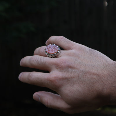 YEMENI ORANGE AQEEQ STERLING SILVER RING FOR MEN | US RING SIZE 10 - AlAliGems