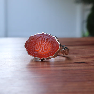 YEMENI ORANGE AQEEQ STERLING SILVER RING FOR MEN | US RING SIZE 11.5 - AlAliGems