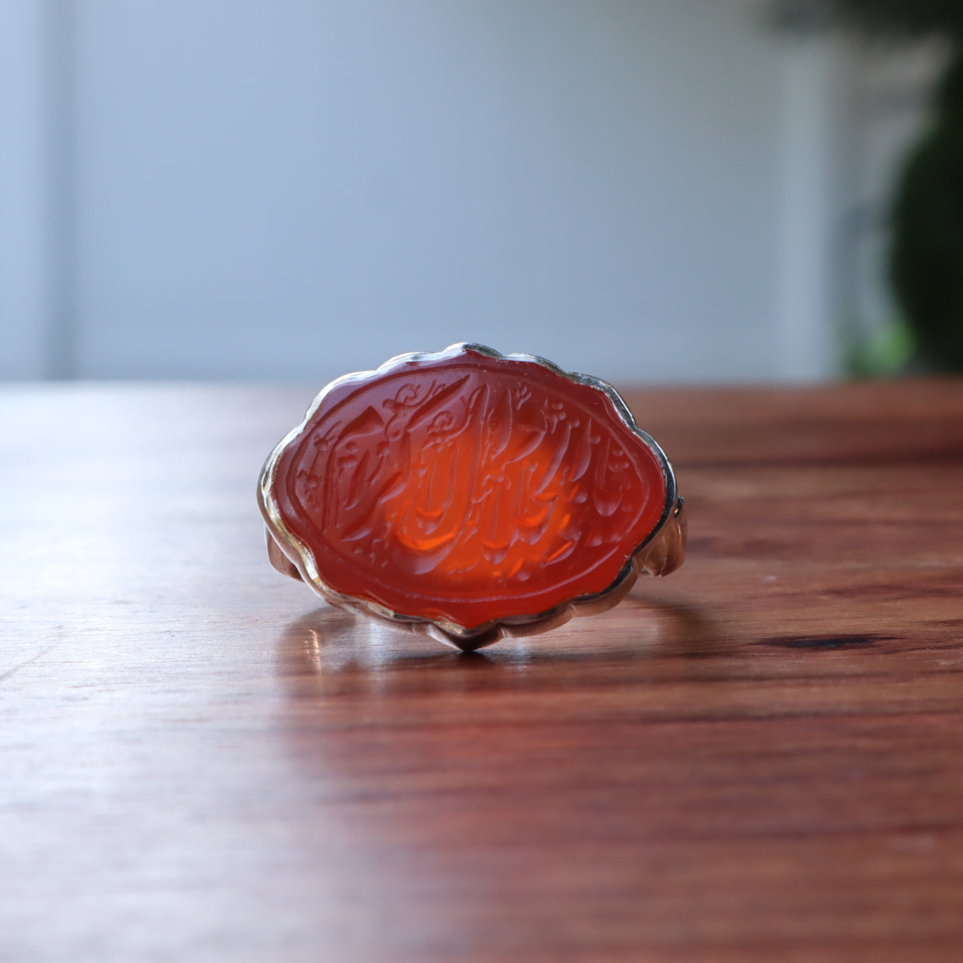 YEMENI ORANGE AQEEQ STERLING SILVER RING FOR MEN | US RING SIZE 11.5 - AlAliGems