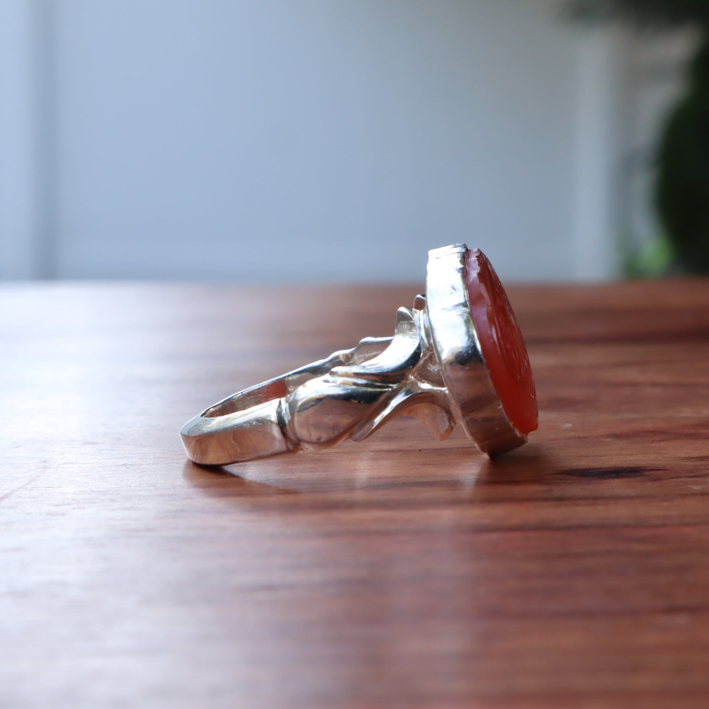 YEMENI ORANGE AQEEQ STERLING SILVER RING FOR MEN | US RING SIZE 11.5 - AlAliGems