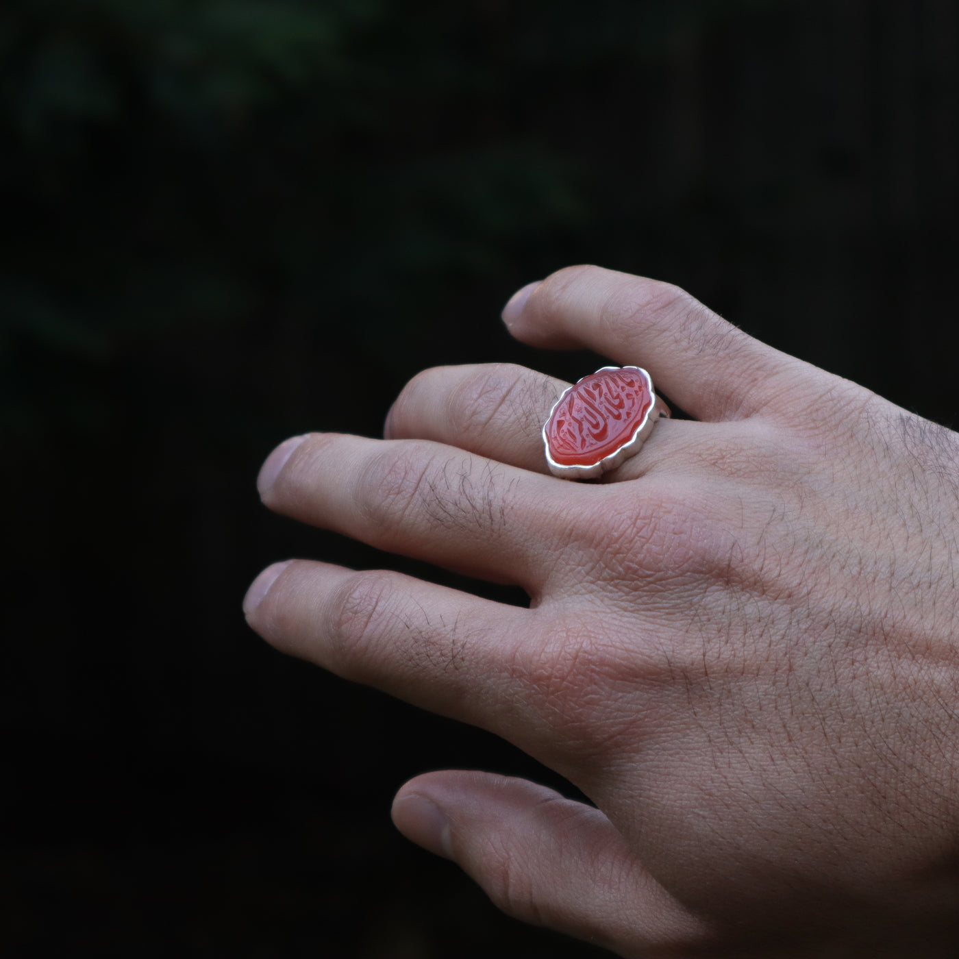 YEMENI ORANGE AQEEQ STERLING SILVER RING FOR MEN | US RING SIZE 11.5 - AlAliGems