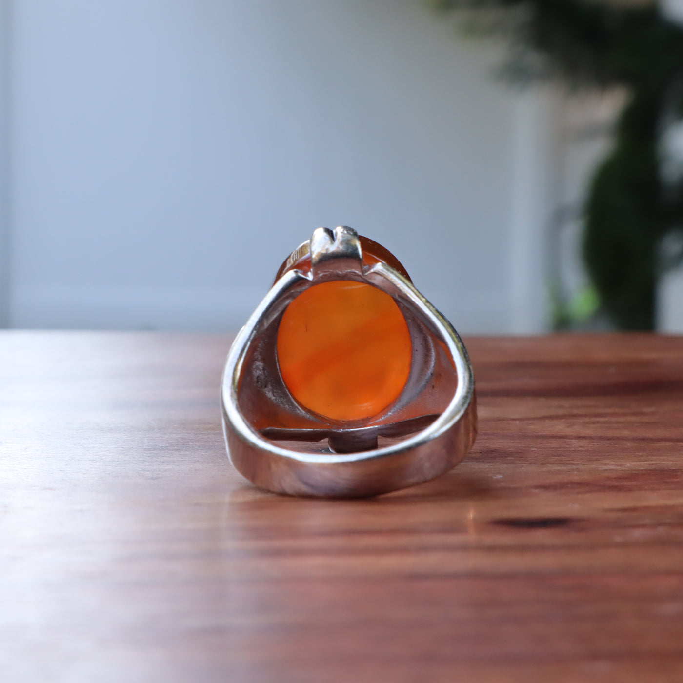 YEMENI ORANGE AQEEQ STERLING SILVER RING FOR MEN | US RING SIZE 10 - AlAliGems