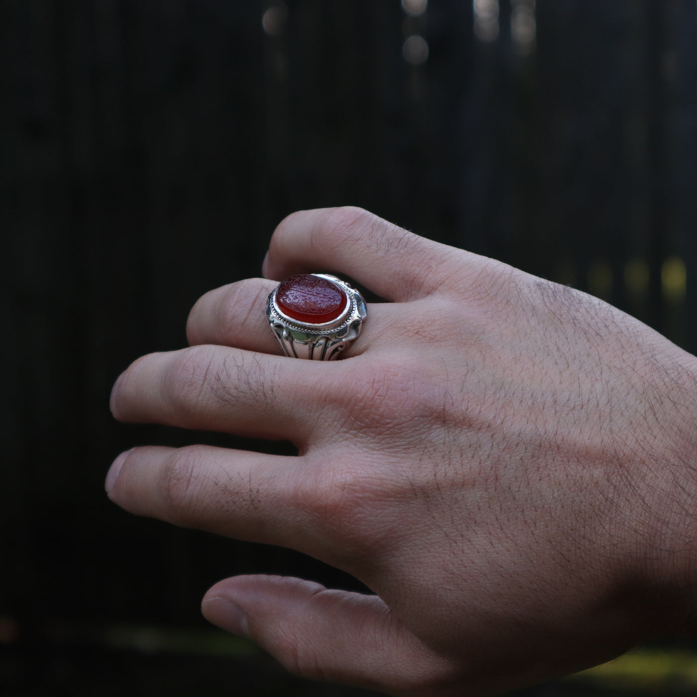 YEMENI ORANGE AQEEQ STERLING SILVER RING FOR MEN | US RING SIZE 10 - AlAliGems