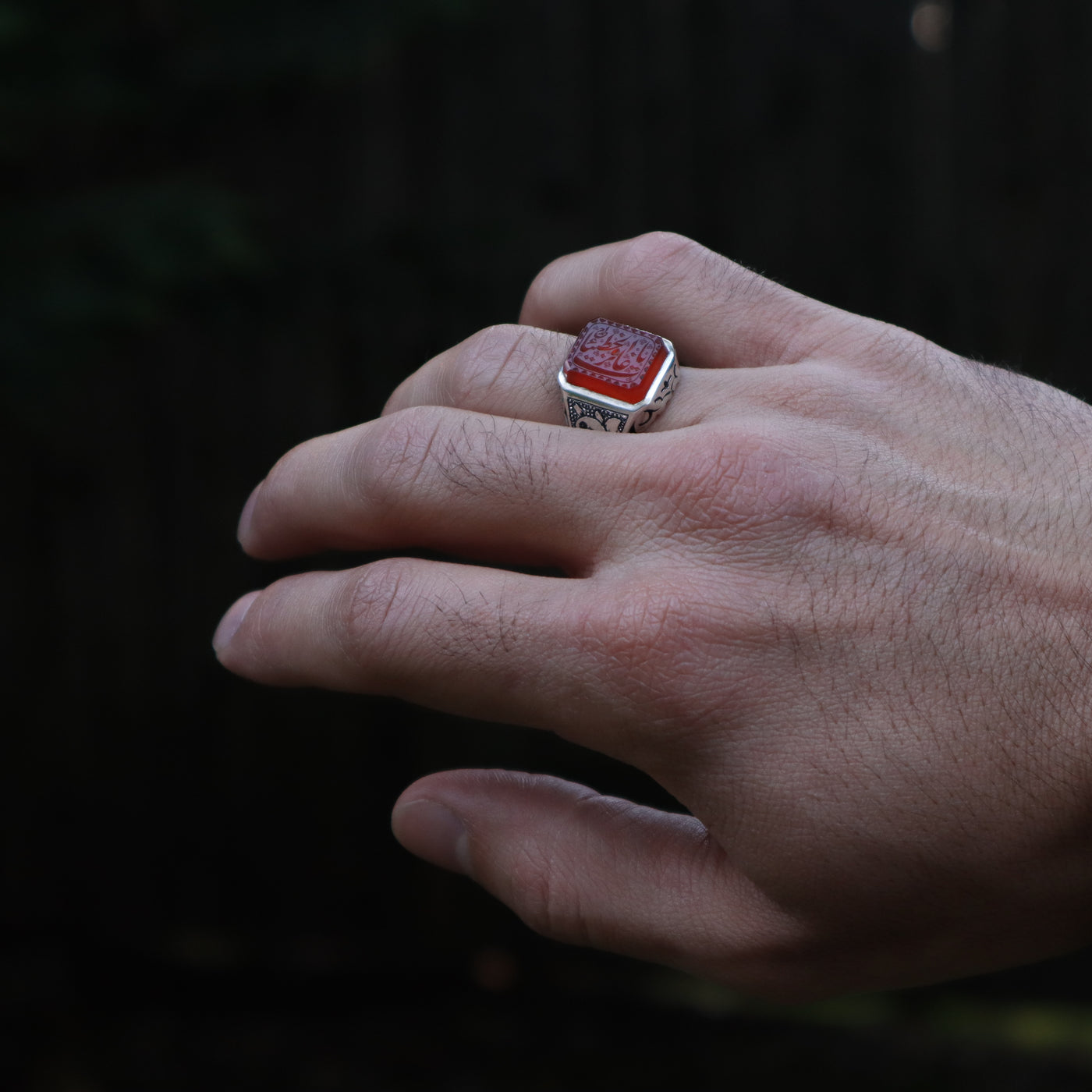 YEMENI ORANGE AQEEQ STERLING SILVER RING FOR MEN | US RING SIZE 9.5 - AlAliGems