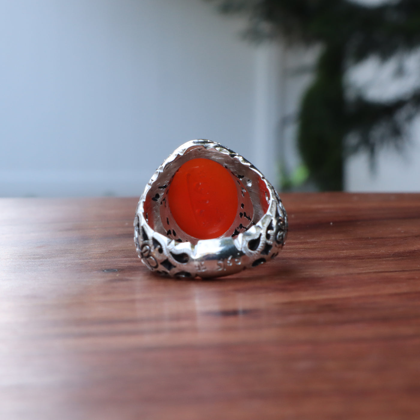 YEMENI ORANGE AQEEQ STERLING SILVER RING FOR MEN | US RING SIZE 10.5 - AlAliGems