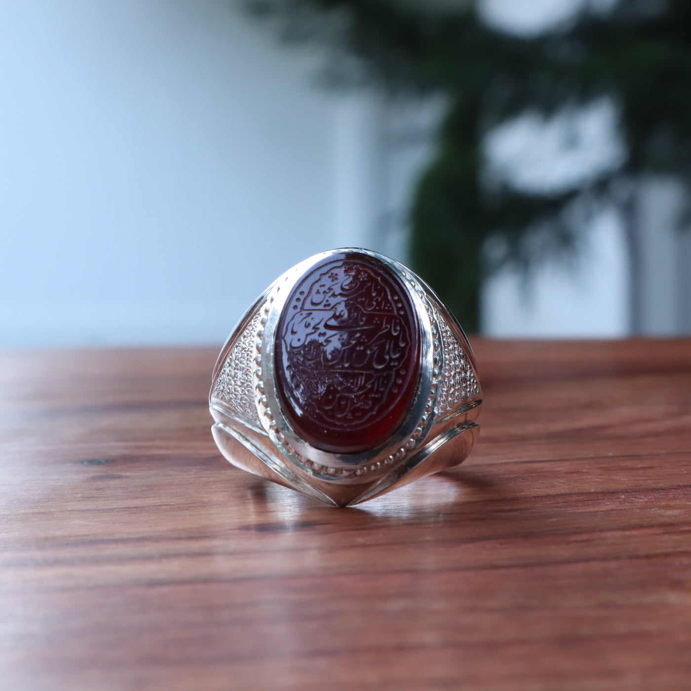 YEMENI RED AQEEQ STERLING SILVER RING FOR MEN | US RING SIZE 10.5 - AlAliGems