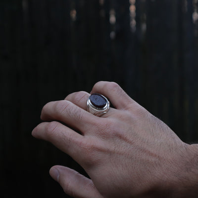 YEMENI RED AQEEQ STERLING SILVER RING FOR MEN | US RING SIZE 10.5 - AlAliGems