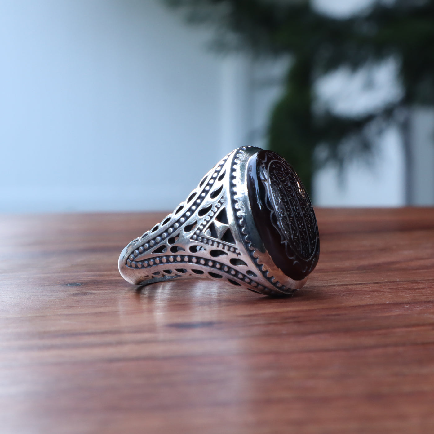 YEMENI RED AQEEQ STERLING SILVER RING FOR MEN | US RING SIZE 10.5 - AlAliGems