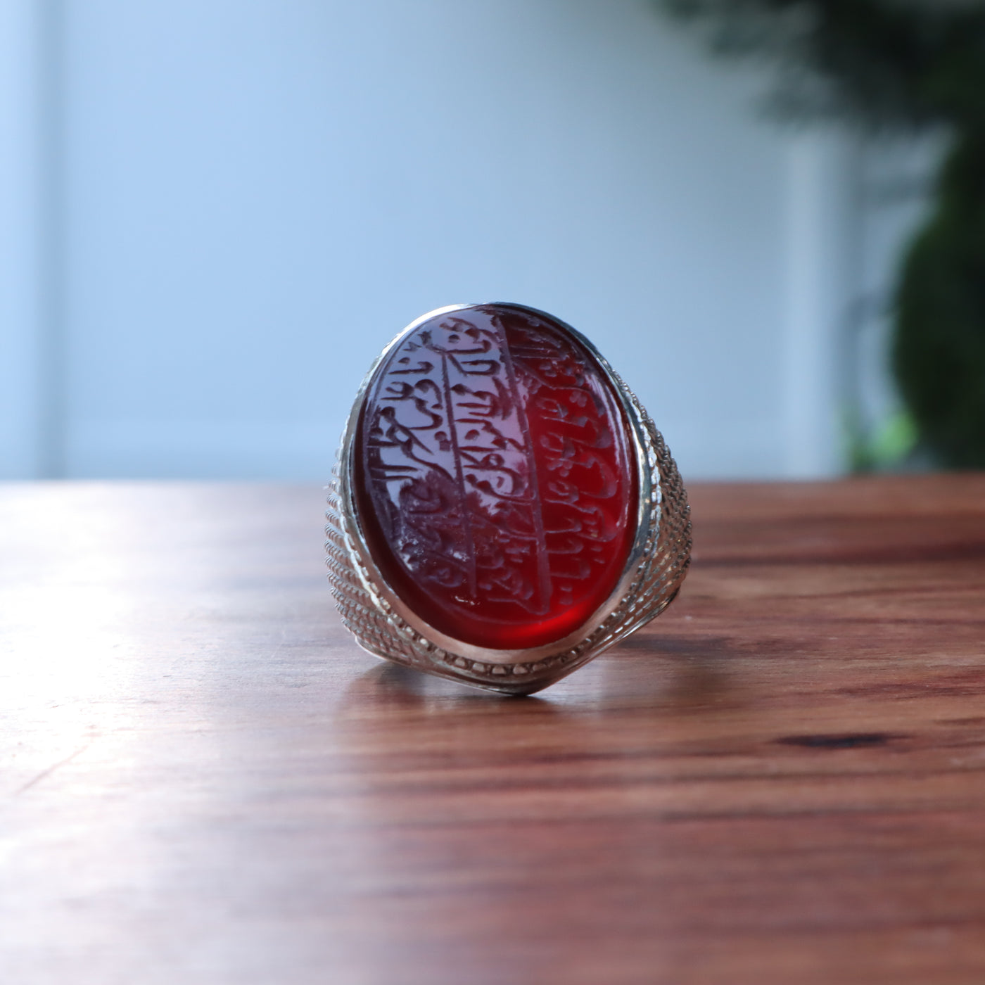 YEMENI RED AQEEQ STERLING SILVER RING FOR MEN | US RING SIZE 10 - AlAliGems